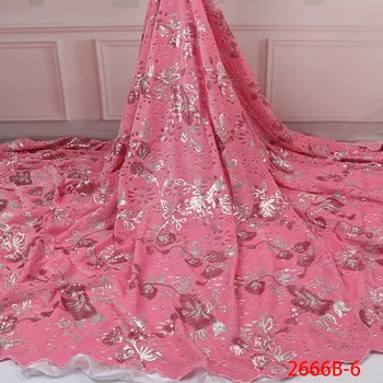 

New Arrival Stretch Pink Fabric African Embroidery Cord Lace With Velvet Nigerian Wedding Velvet Lace QF2666B-6