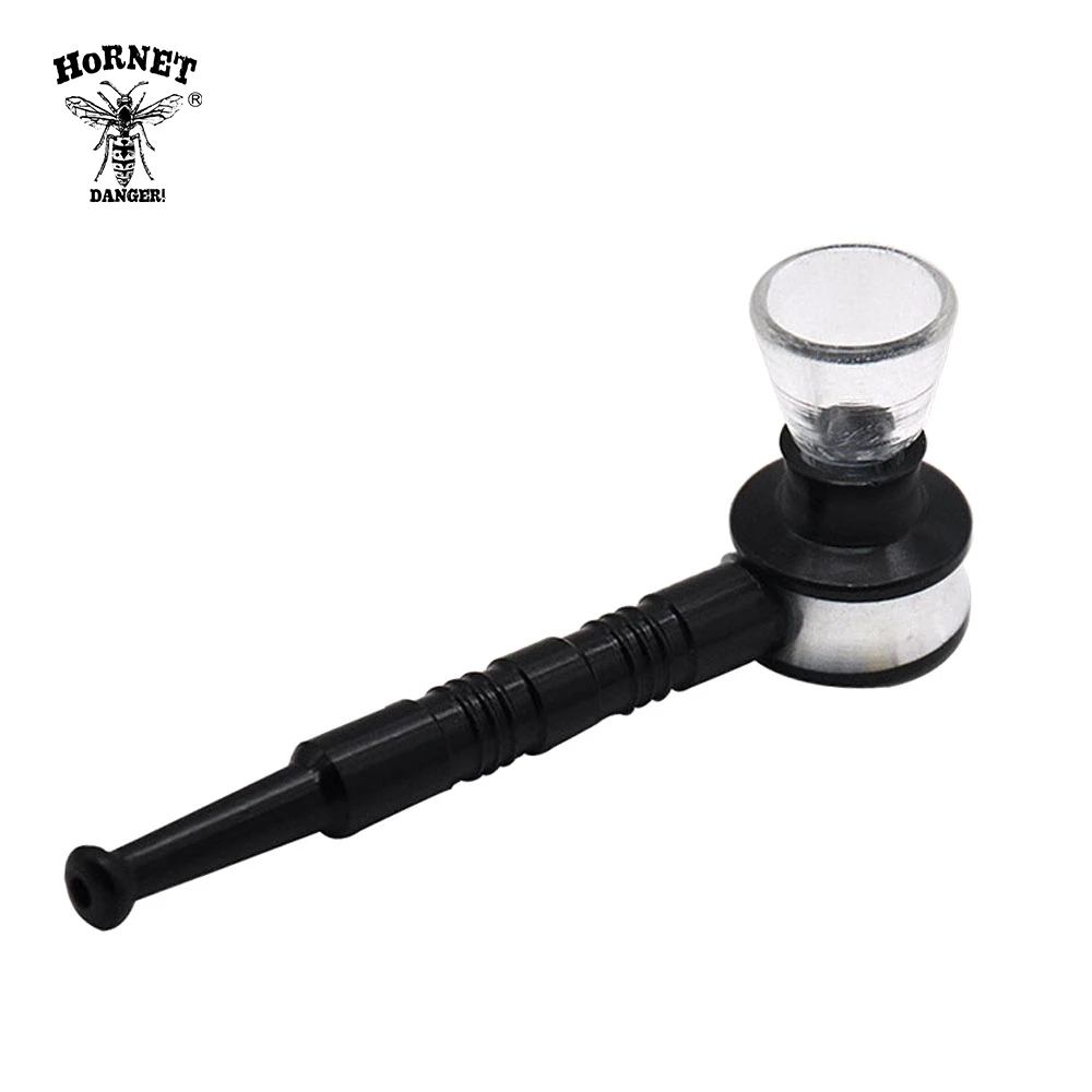 

HORNET Air Craft Aluminum Smoking Pipe 102MM Glass Bowl Metal Tobacco Herb Pipes Glass Hand Spoon Pipe Smoking Water Pipes