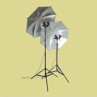 NEW PHOTOGRAPHIC EQUIPMENT Reflective umbrella Flash Umbrella Bracket and 7ft. 200cm 2 stands 2 twin-lamp head 2 umbrella CD50