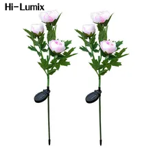 Kitop 2PC Outdoor Peony Flower 3 Leds Solar Lights Outdoor Decorative Landscape Lighting Waterproof Beauty for home,Garden,Lawn