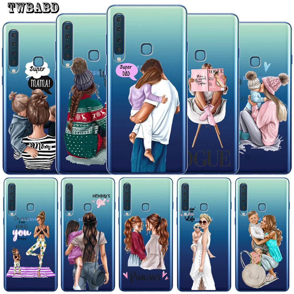 

Fashion Super mom Dad Girl Baby For Cover Samsung Galaxy A9 2018 A9 A6 A7 A8 Plus 2018 A3 A5 A7 2015 2016 2017 Shell Capa