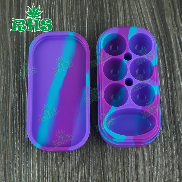 

Silicone container for wax silicon Box case for Atomizer vaporizer dry herb E Cigarette Oil Box 34ml 6+1 large 5pcsfree shipping
