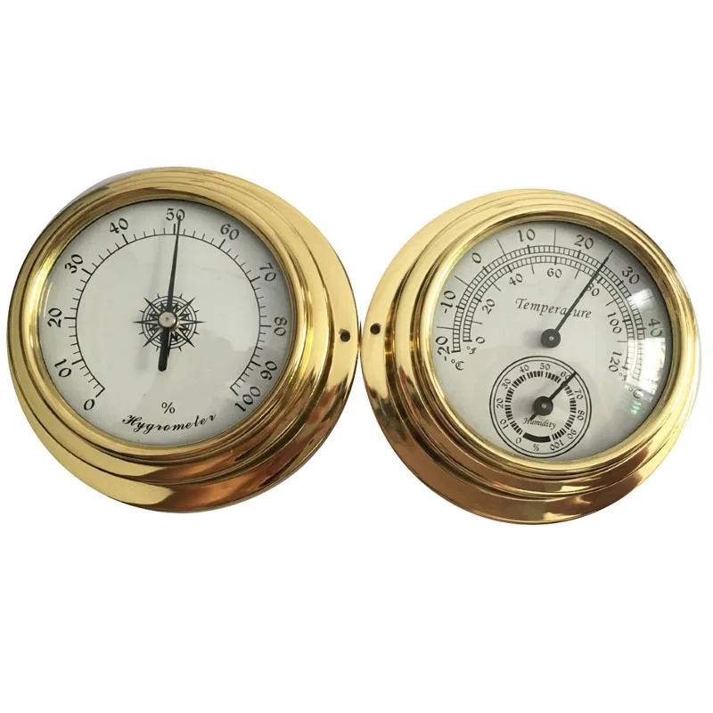 

New One Pair Copper Shell 100mm Hygrometer Temperature And Humidity Meter