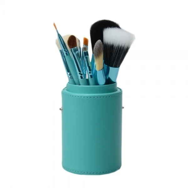 12pcs Blue Makeup Brushes Professional Cosmetic Set Eyeshadow Powder Brush Blusher with Holder Kabuki Makeup Brushes