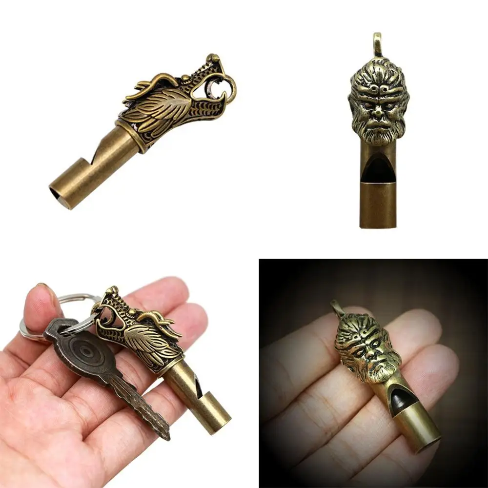 Аварийное выживания Портативный латунный Статуэтка дракона узор свисток Высокая децибел EDC инструмент свисток брелок оборудование для кемпинга