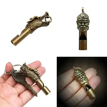 

Emergency Survival Portable Brass Dragon Statue Pattern Whistle High Decibel EDC tool Whistle Key Chain camping equipment