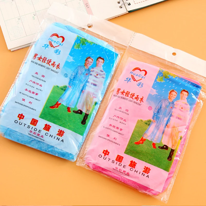 

1PC Disposable Emergency Waterproof Rain Coat Adult Women Men Kids Poncho Hiking Camping Hood Wholesale Rain Coat