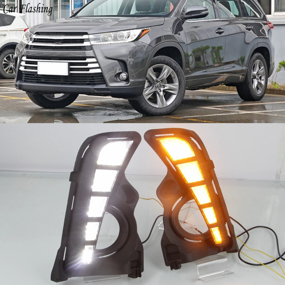 Car flashing 2PCS LED Daytime Running Light For Toyota Highlander 2018
