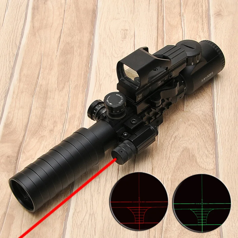 

3-9x32 EG&HD 104 Red Laser Tactiacl Hunting Scope Holographic Riflescope Red Dot Sight Red&Green Illunination Reflex Riflescope