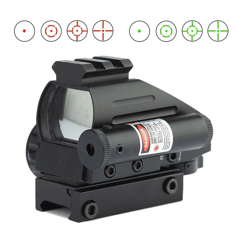 AR 15 accessories tactical 4 reticle 1x22 green red dot scope reflex sight with red laser sight picatinny rail for hunting rifle (1)