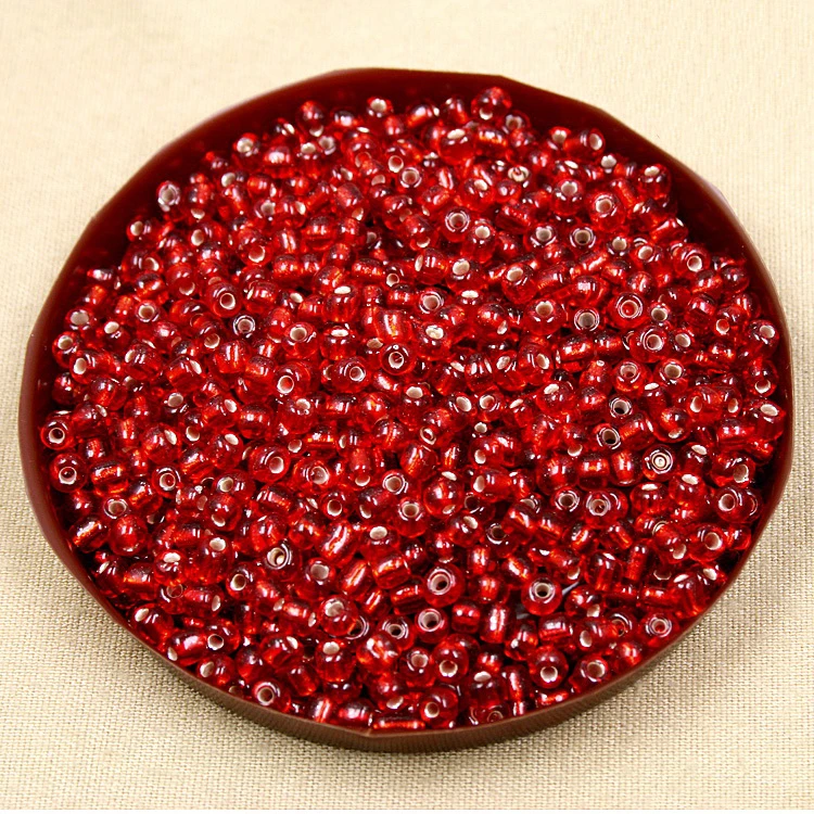 

400g/lot 4mm Red DIY Glass Loose Seed Beads with silver inner line for Jewelry Macking DH-BBG030-25