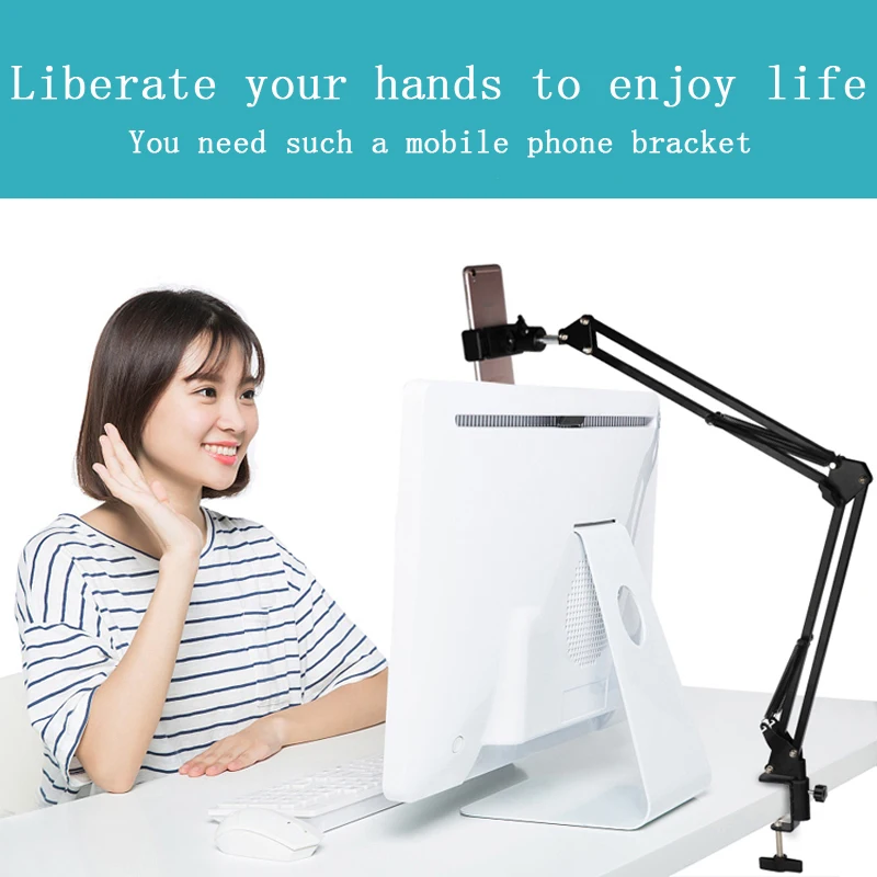  Photography Phone Clip Bracket+Suspension Arm Stand Clip Holder and Table Mounting Clamp Pop Kits f