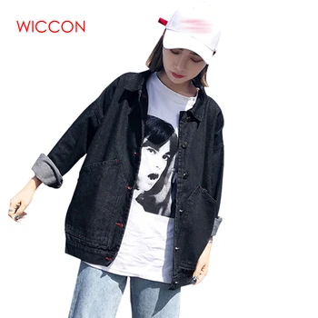 

2020 New Style Spring Wear Denim Jacket For Women New Black Jean Jacket Women Casual Loose Basic Coat Spring Female Jacket