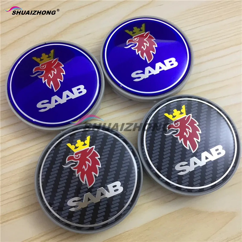 

4pc 63mm SAAB logo auto Car Wheel Center Hub Cap Rim Badge cover Car styling Auto accessories for 03-10 BJ SCS 9-3 9-5 9-2x 9-5x