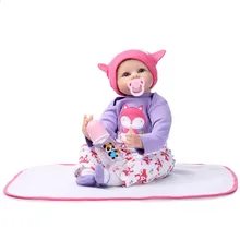 Full Silicone With Cotton Body Reborn Baby Dolls 22 Inch 55 cm New Fashion Lifelike Realistic Girl Doll With Clothes 1 Set Toys