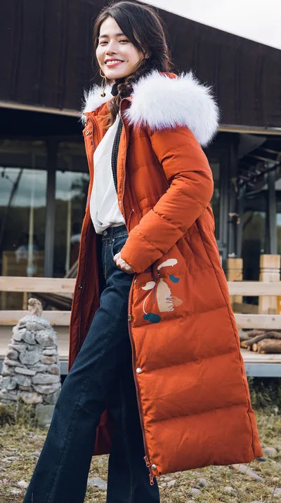 INMAN зима новое поступление с меховым капюшоном-воротником шоу талии Утепленная одежда мода, защита от ветра, пуховое пальто