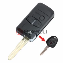 Keyecu 10pcs/lot Modify Folding Remote Key Case Fob 3 Button for MITSUBISHI Lancer Outlander Colt Mirage Right Blade