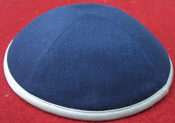 Льняная атласная сырая шелковая Роскошная еврейская кипа YARMULKE KIPPOT - Цвет: NAVY