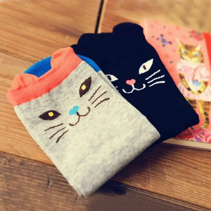 Harajuku Japanese Cartoon Cat Lovers Cotton Women's Ankle Socks Spring Winter Style Creative Girls Fashion Lady socks sport