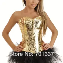 Сексуальное женское белье, Золотое бюстье, черный корсет с блестками, черная юбка, Клубная одежда s-xxl 8715