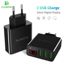 

FLOVEME 3-Ports Professional Smart Digital USB Fast Charger Portable Charging Travel Adapter For iPhone Samsung Xiaomi OnePlus 5