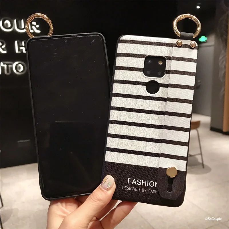 SoCouple Wrist Strap Phone Cases For Huawei Mate 10 Mate 20 Pro P10 plus P20 Pro Lite Nova 3 3i 2s Stripe Pattern Soft TPU Cover (8)