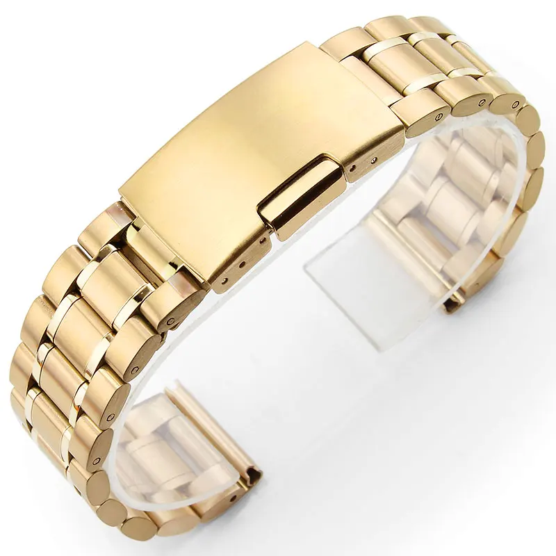 Stainless steel strap, gold strap, solid watch strap adjustable, high