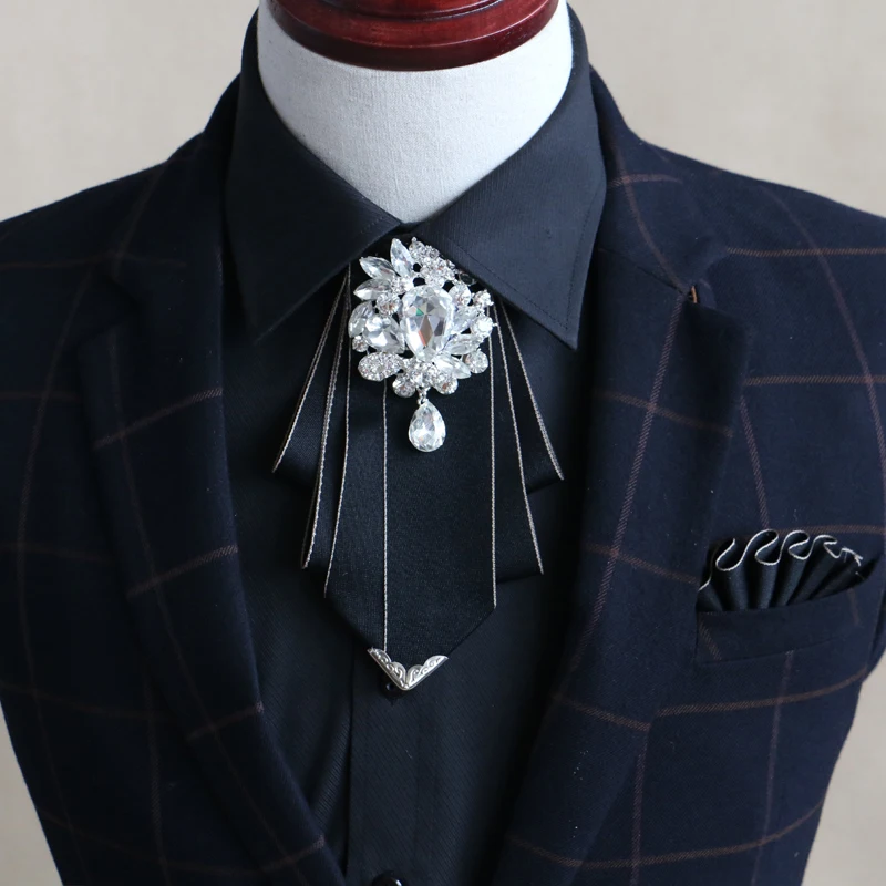 

i-Remiel New Vintage British Style Diamond Bow Tie for Men's Wedding Dress Groom Uniform Silk Ties Suit Shirt Collar Accessories