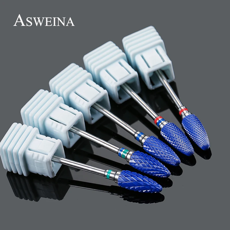 ASWEINA 1 шт. синий керамический сверло для ногтей для электрической маникюрной машины пилки для ногтей резак заусенцы для ногтей кутикулы чистые полировальные инструменты