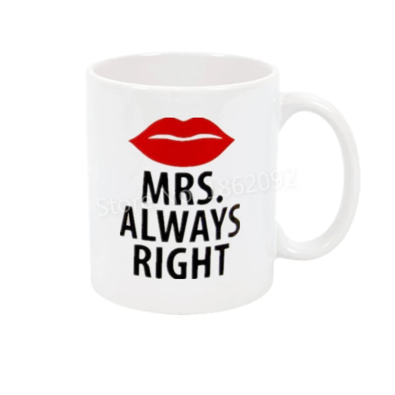 Mrs Always Right Coffee Tea Mug Anniversary Wedding Gift Funny Lips 