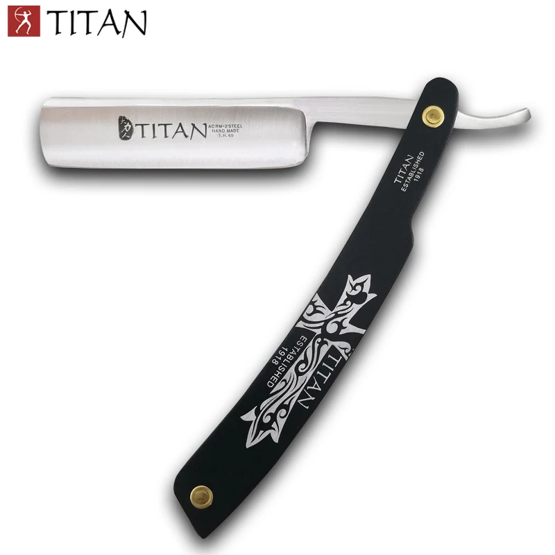 Titan с деревянной ручкой прямые лезвия бритвы стали острые уже - Цвет: Metal Handle