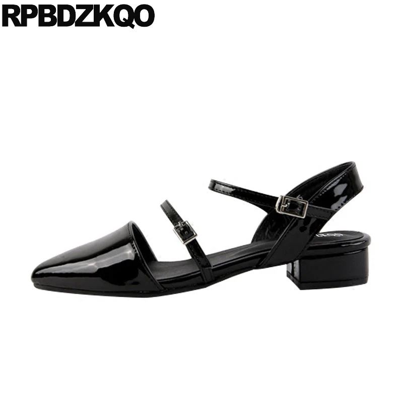 black patent sandals low heel