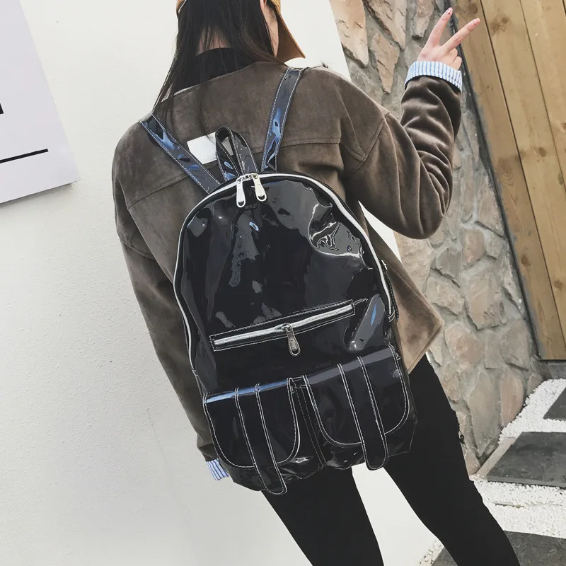 

New Women Hologram Laser Backpacks Girl School Bags Teenager Shoulder Bags Silver Black Rose Gold Blue Purple Preppy Backpacks