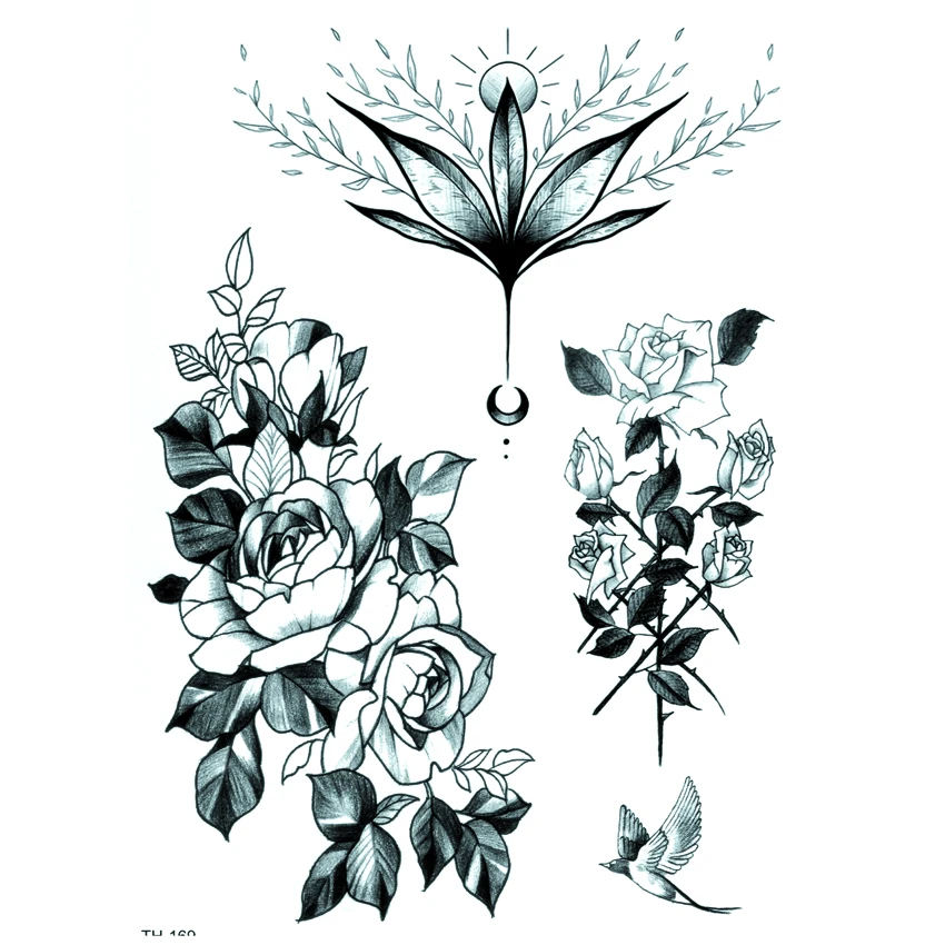 

Flowers Waterproof Temporary Tattoo Sticker Tatouage Temporaire Tatoo Men Henna Tattoos Festival Face Jewels Flash Tattoo