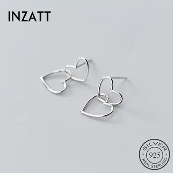 

INZATT Real 925 Sterling Silver Minimalist Hollow Heart Dangle Drop Earrings For Women Wedding Fine Jewelry Cute Accessories