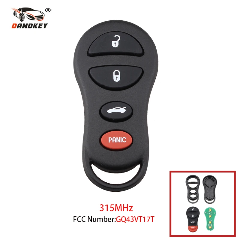 Dandkey Автомобильный Дистанционный ключ 4 3 + 1 кнопки GQ43VT17T Fob 315 МГц для Jeep Dodge Caravan Dakota