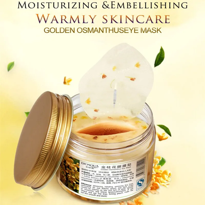 BIOAQUA 80 pcs bottle Gold Osmanthus Eye Mask Women Collagen Gel Whey Protein Face Care Sleep Patches Health Eye Care 9