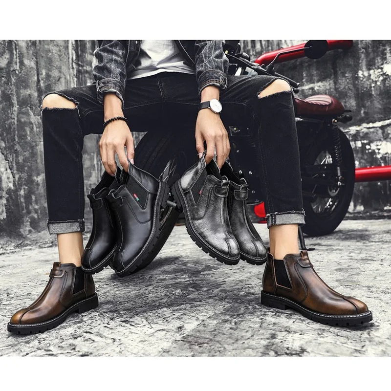 

Man Martins Motorcycle Boot Mens Cow Split Leather Timber Shoes Western DR British Bot Casual Sports Work Fur Winter Snow Boots