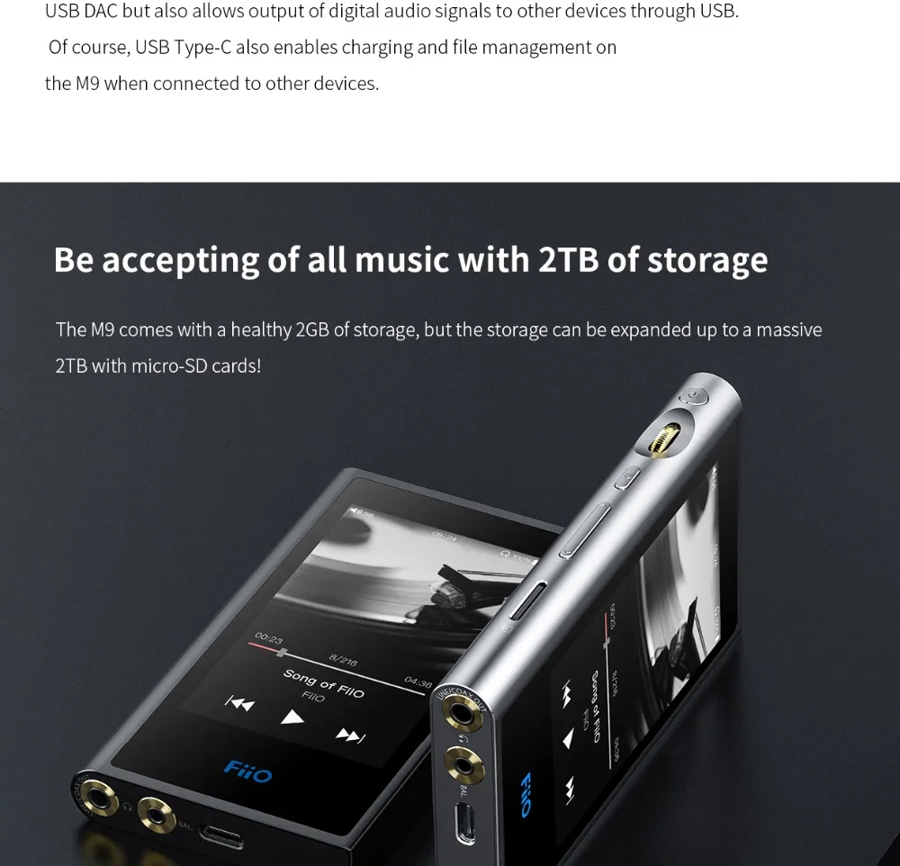 FiiO M9 HIFI сбалансированный выход портативный аудио высокого разрешения Android MP3 плеер Bluetooth без потерь Музыкальный ЦАП wifi DSD LDAC APTX