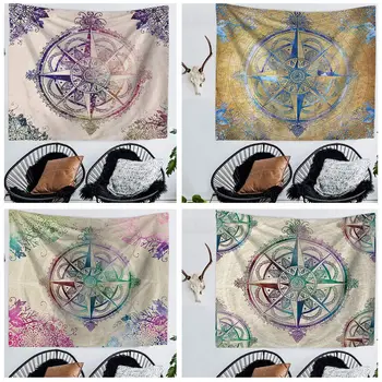 

Mandala Compass Carpet Bohemian Bedspread Blanket Yoga Mat Beach Towel Indian Mandala Tapestry Wall Hanging Hippie Tapestries