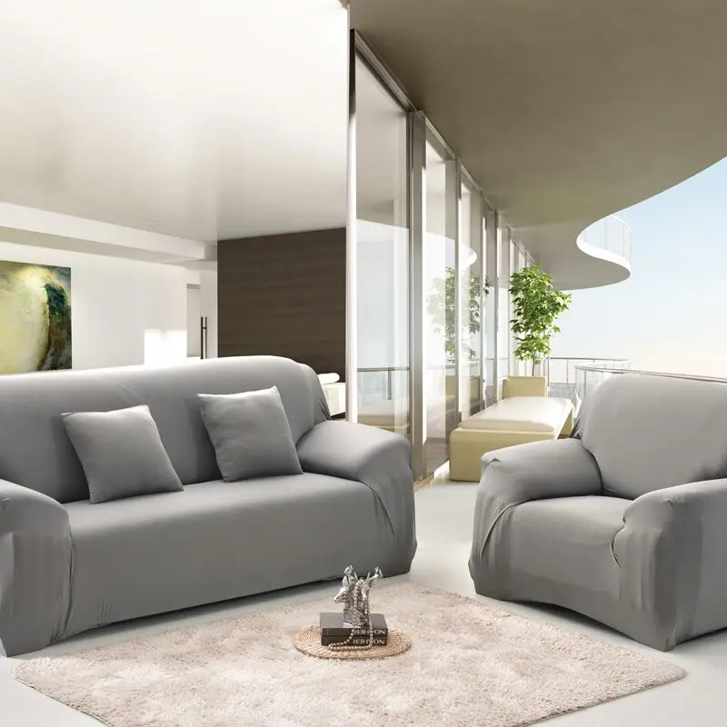 Эластичные чехлы для диванов диван-кровать, дешевая хлопковая диванных чехлов для Гостиная диван Чехол на iPad mini 1/2/3/4 местный - Цвет: Gray four seat