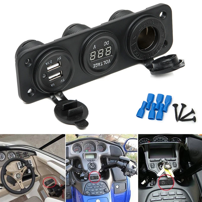 

Auto USB Car Cigarette Lighter Socket ATV Motorcycle Car USB Cigarette Lighter Adaptor Socket Splitter Voltage Diagnose Display