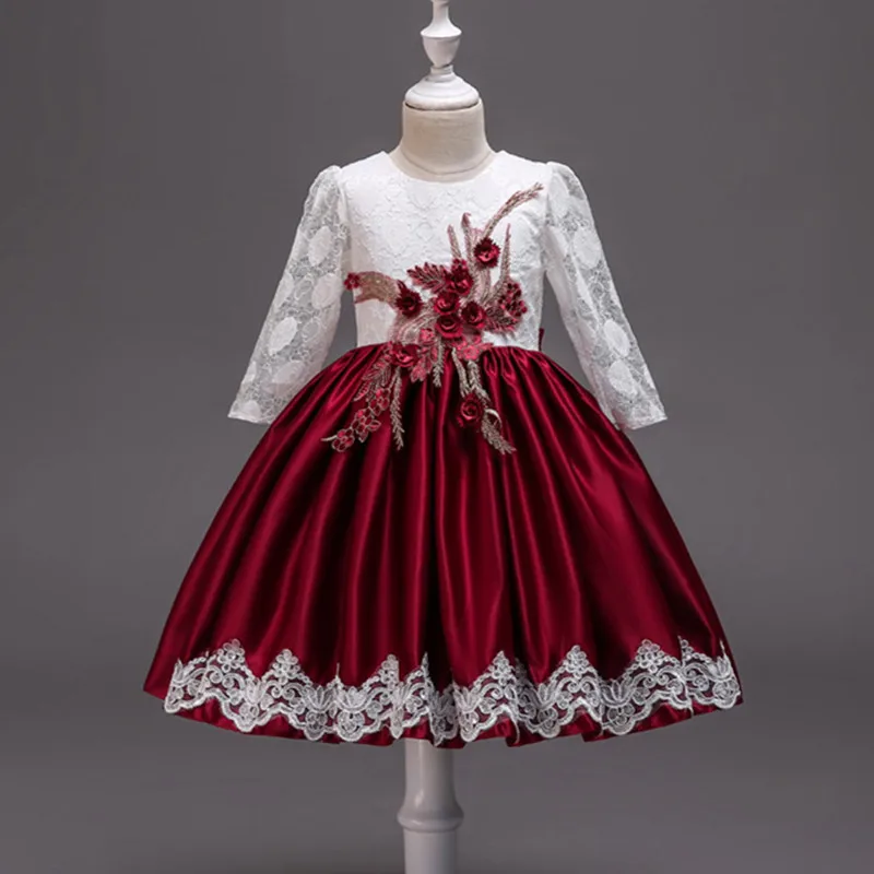 Платье для девочек детская одежда праздничные платья принцессы с длинными рукавами для девочек, костюм для детей, рождественское платье для девочек от 3 до 10 лет