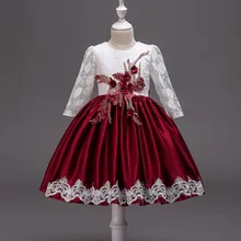 Платье для девочек детская одежда праздничные платья принцессы с длинными рукавами для девочек, костюм для детей, рождественское платье для девочек от 3 до 10 лет