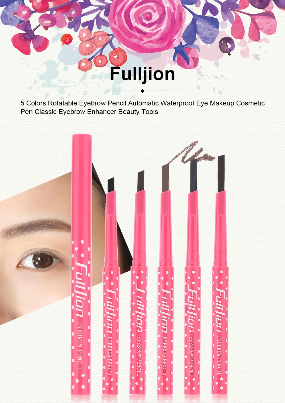 Fulljion, Водостойкий карандаш для бровей+ 3 стиля, трафареты для бровей, карандаш, карта, сделай сам, карандаш для макияжа бровей, для увеличения глаз, 5 цветов