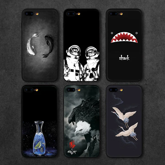 Best Price 2018 Newest Phone Cases For iPhone 7 8 7 Plus Case Fish Shark Eagle Cat Bottle Bird Hard PC Back Cover For iPhone 7 6 6S Plus