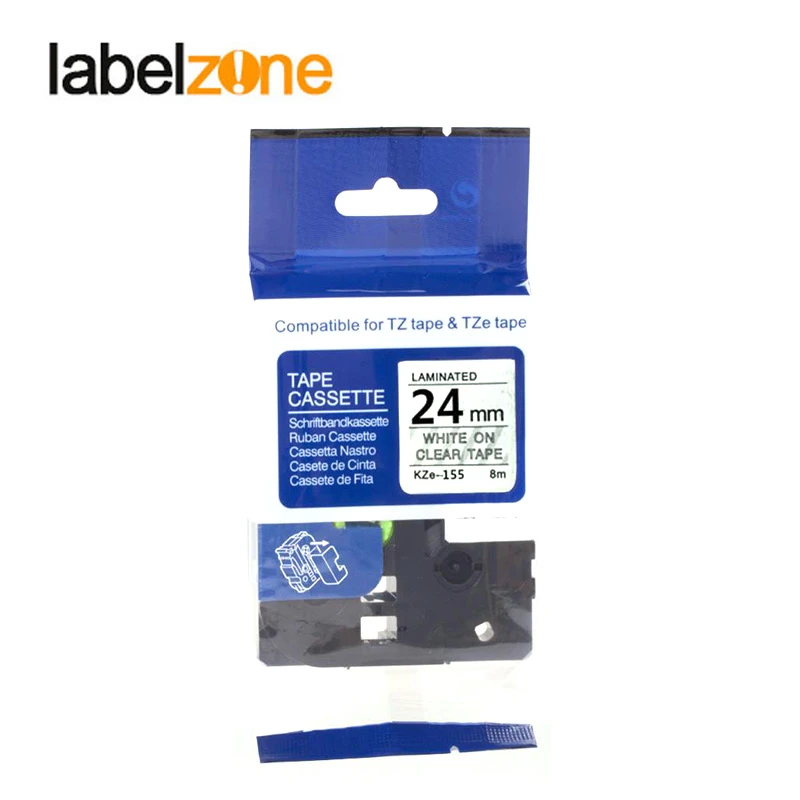 24Mm Tze155 White On Clear Tz155 Kompatibel untuk Brother P-touch Label Printer Dilaminasi Tze Label Tape Tze-155 Tz155
