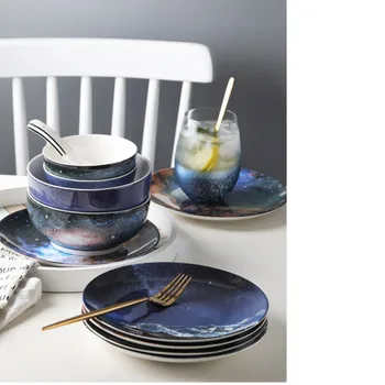 

Europe Ins Starry Sky Bowl Lovely Sand Pull Bowl Ceramics Bowls And Dishes Suit Household Rice Bowl Dessert Noodles