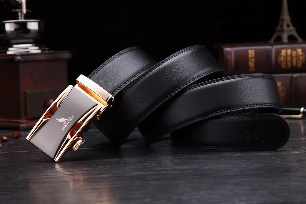 Famous Brand Belt Men Good Quality Cowskin Genuine Luxury Leather Men's Belts for Men,Strap Male Metal Automatic Buckle