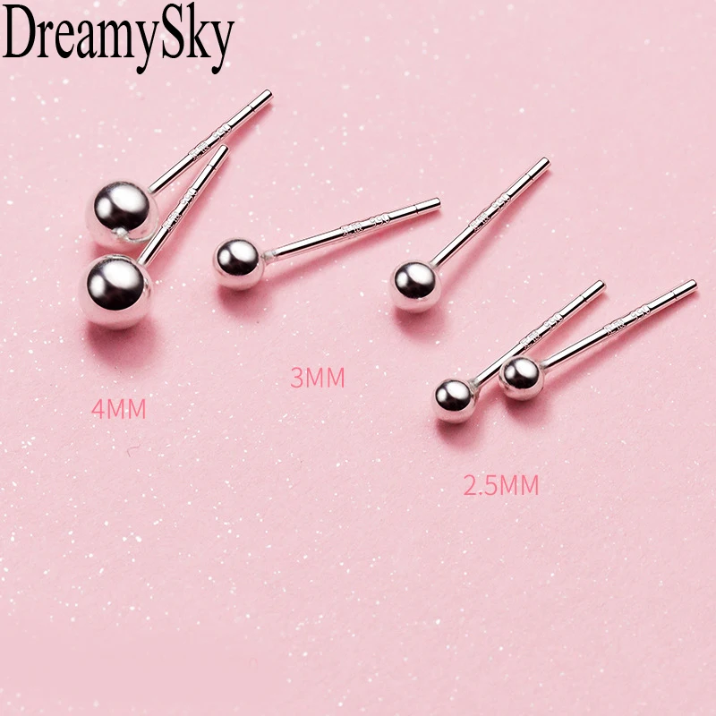 

DreamySky 100% Real Pure 925 Sterling Silver Ball Earrings For Women S925 Beads Stud Earring sterling-silver-jewelry